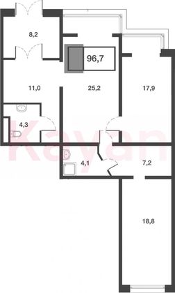 Продажа 3-комнатной квартиры 96,7 м², 1/21 этаж