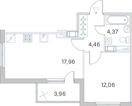Продажа 1-комнатной квартиры 40,8 м², 3/5 этаж
