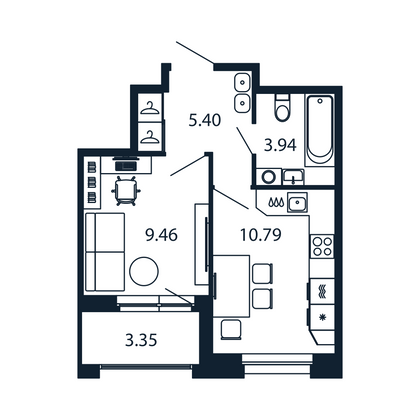 Продажа 1-комнатной квартиры 31,3 м², 2/12 этаж