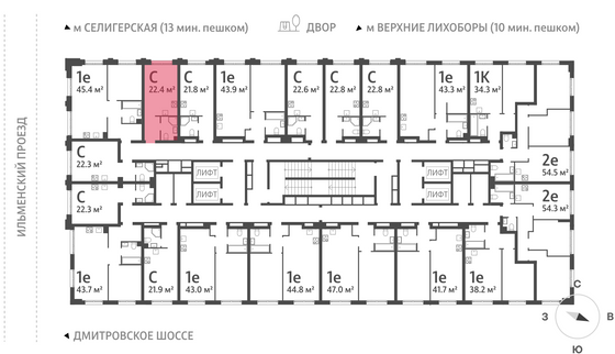 Продажа квартиры-студии 22,3 м², 28/32 этаж