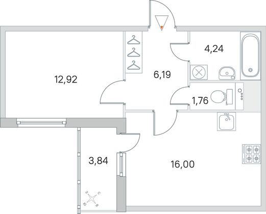 Продажа 1-комнатной квартиры 43 м², 7/8 этаж