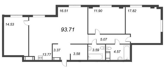 93,7 м², 4-комн. квартира, 9/10 этаж