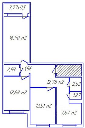 Продажа 3-комнатной квартиры 73,8 м², 4/5 этаж