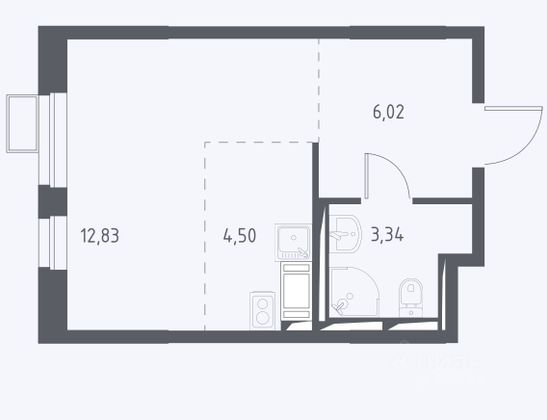 Продажа квартиры-студии 26,6 м², 9/17 этаж