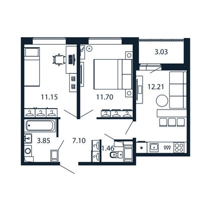 Продажа 2-комнатной квартиры 49 м², 11/12 этаж