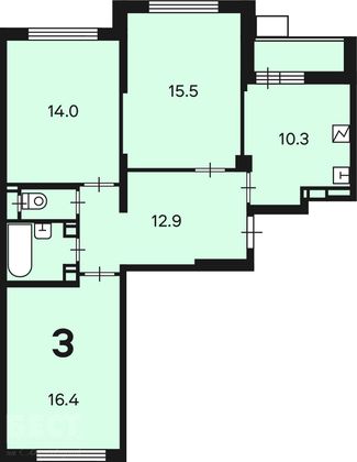 Продажа 3-комнатной квартиры 73,8 м², 17/20 этаж