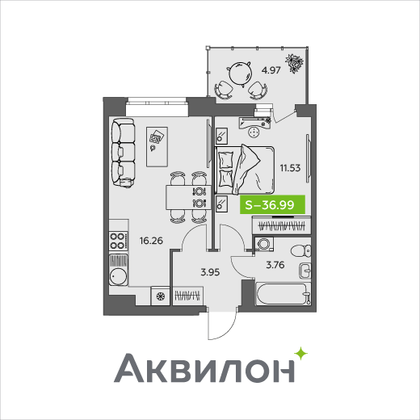 37 м², 1-комн. квартира, 9/9 этаж