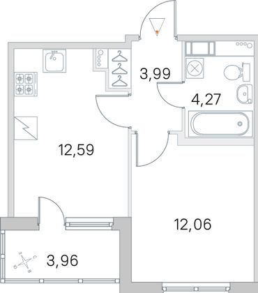 Продажа 1-комнатной квартиры 34,9 м², 2/5 этаж