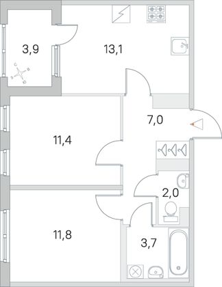 Продажа 2-комнатной квартиры 51 м², 5/5 этаж