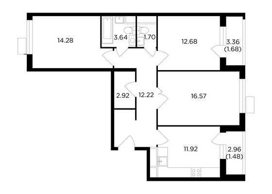 Продажа 3-комнатной квартиры 79,1 м², 6/9 этаж