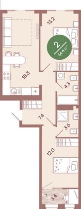Продажа 2-комнатной квартиры 62,3 м², 3/17 этаж
