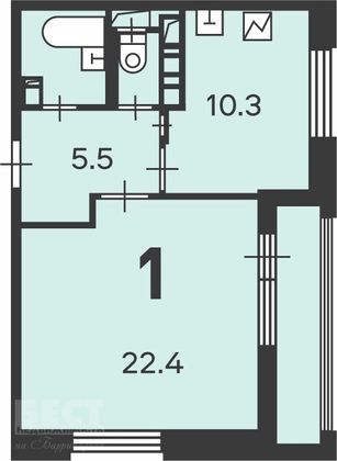 Продажа 1-комнатной квартиры 42,4 м², 20/24 этаж