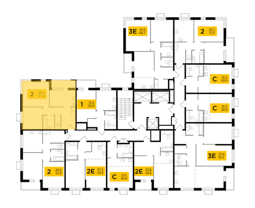 Продажа 2-комнатной квартиры 54,2 м², 7/24 этаж