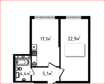 Продажа 1-комнатной квартиры 43,5 м², 4/9 этаж