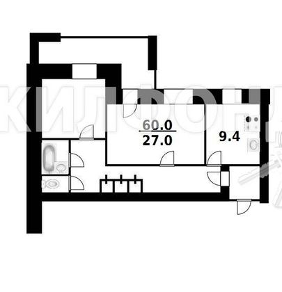 Продажа 2-комнатной квартиры 60 м², 2/10 этаж