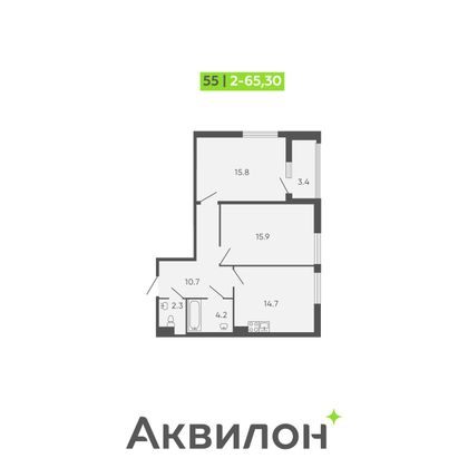 Продажа 2-комнатной квартиры 65,3 м², 5/9 этаж