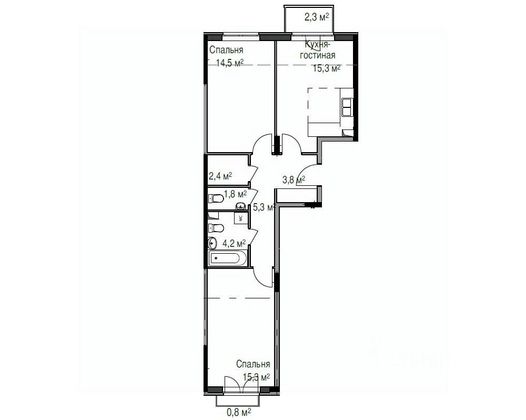 Продажа 2-комнатной квартиры 63,3 м², 2/9 этаж