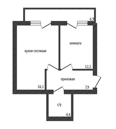 Продажа 1-комнатной квартиры 47,4 м², 5/6 этаж