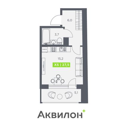 27,5 м², студия, 3/13 этаж