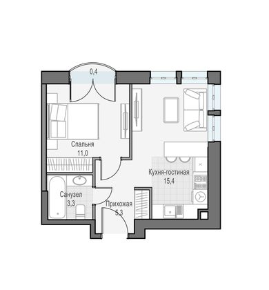 Продажа 1-комнатной квартиры 35 м², 16/28 этаж