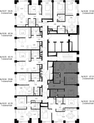 Продажа 2-комнатной квартиры 67,3 м², 18/27 этаж