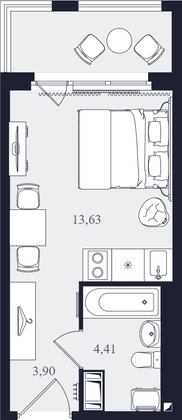 Продажа квартиры-студии 21,9 м², 13/24 этаж