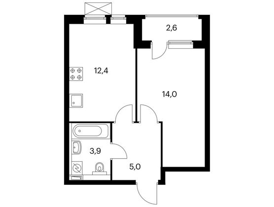Продажа 1-комнатной квартиры 36,6 м², 4/24 этаж
