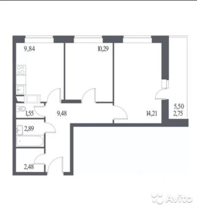 Продажа 2-комнатной квартиры 54 м², 4/13 этаж