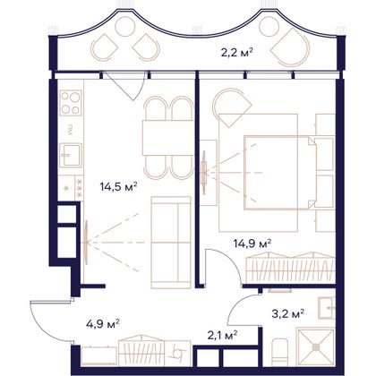 41,8 м², 1-комн. квартира, 12/24 этаж