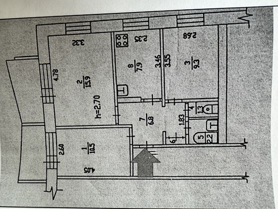 Продажа 3-комнатной квартиры 56,9 м², 5/12 этаж