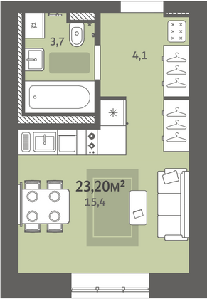 Продажа квартиры-студии 23,2 м², 4/9 этаж