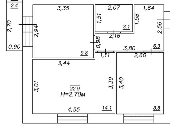 Продажа 2-комнатной квартиры 54 м², 1/5 этаж