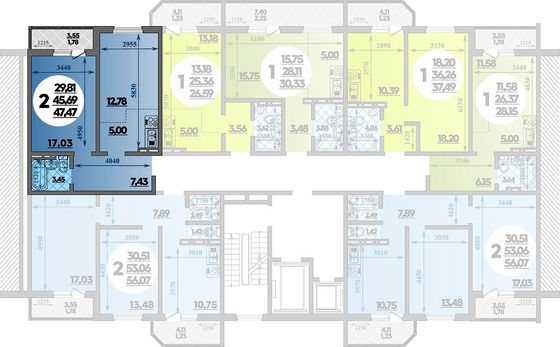 47,5 м², 2-комн. квартира, 16/16 этаж