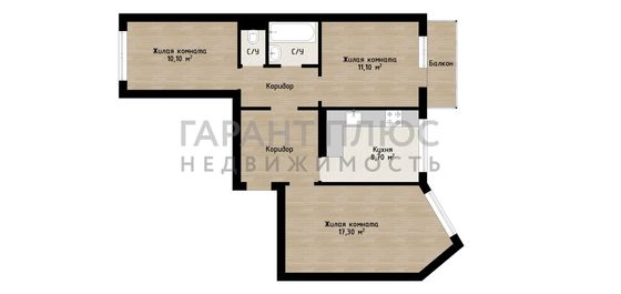 Продажа 3-комнатной квартиры 62,4 м², 1/5 этаж