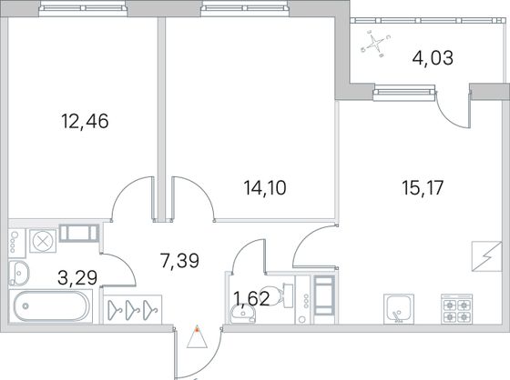 Продажа 2-комнатной квартиры 56 м², 4/5 этаж