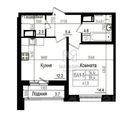 Продажа 1-комнатной квартиры 41,3 м², 11/23 этаж