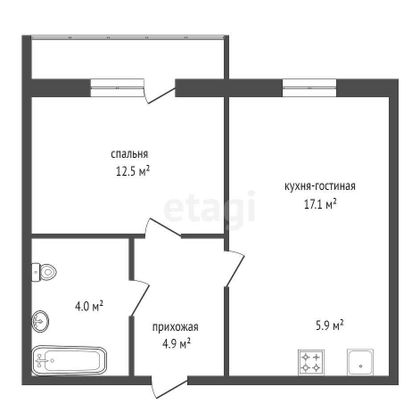 Продажа 2-комнатной квартиры 44,9 м², 6/24 этаж