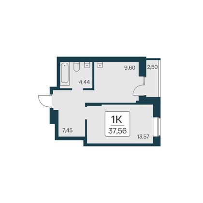 37,6 м², 1-комн. квартира, 1/23 этаж