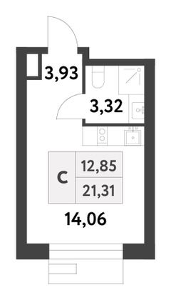 Продажа квартиры-студии 21,3 м², 13/16 этаж