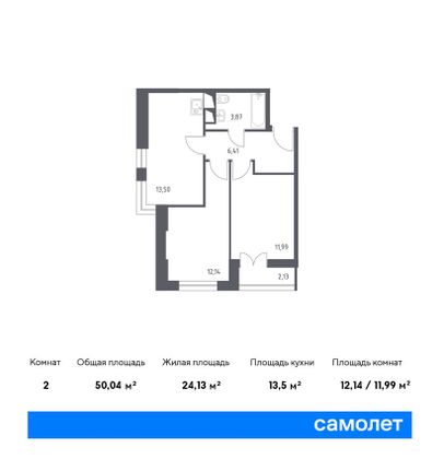 Продажа 2-комнатной квартиры 50 м², 21/28 этаж