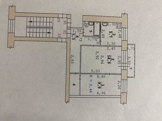 Продажа 2-комнатной квартиры 42 м², 3/5 этаж