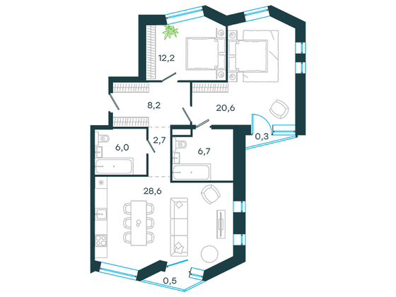 Продажа 3-комнатной квартиры 85,8 м², 8/24 этаж