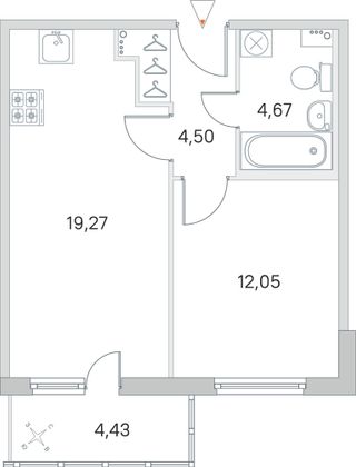 Продажа 1-комнатной квартиры 41,8 м², 2/8 этаж