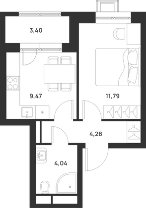 Продажа 1-комнатной квартиры 33,1 м², 5/29 этаж