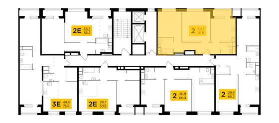 Продажа 2-комнатной квартиры 61,9 м², 10/12 этаж