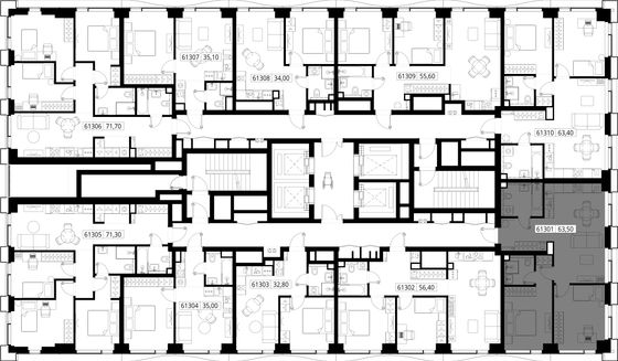 Продажа 2-комнатной квартиры 63,5 м², 13/48 этаж