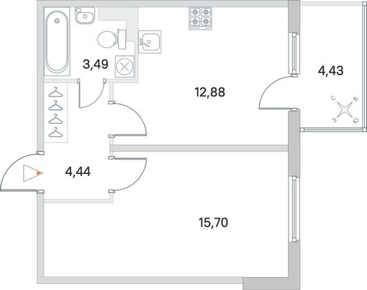 Продажа 1-комнатной квартиры 37,8 м², 4/4 этаж