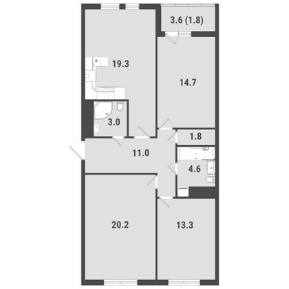 Продажа 3-комнатной квартиры 89,7 м², 22/23 этаж