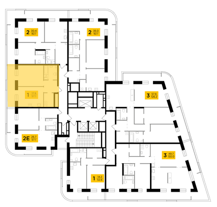 Продажа 1-комнатной квартиры 57,1 м², 9/19 этаж