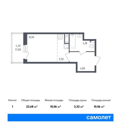 Продажа квартиры-студии 23,7 м², 2/8 этаж